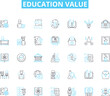 © Nina - Education value linear icons set. Knowledge, Learning, Skills, Intelligence, Development, Advancement, Progress line vector and concept signs. Growth,Understanding,Wisdom outline illustrations