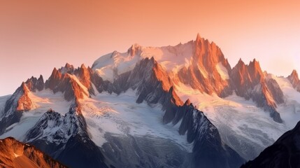  Panoramic view of Mont Blanc mountain in the Alps sun. Generative ai