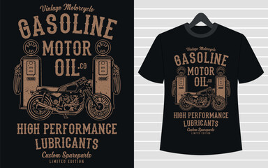 Gasoline motor oil typography vector t-shirt design template