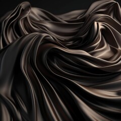 Close up of a brown silk fabric on a black background. Generative AI