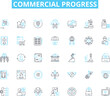 © Nina - Commercial progress linear icons set. Advancement, Efficiency, Innovation, Growth, Expansion, Development, Success line vector and concept signs. Performance,Profitability,Investment outline