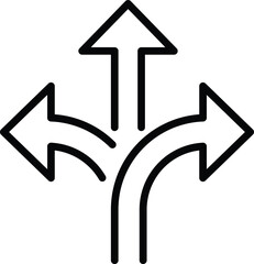 flexibility, three way direction icon