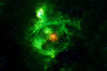 Wall Mural - a beautiful green galaxy in dark space. elements of this image furnished nasa.