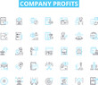 © Nina - Company profits linear icons set. Earnings, Revenue, Income, Bonuses, Growth, Expenses, Margin line vector and concept signs. Net,Savings,Returns outline illustrations