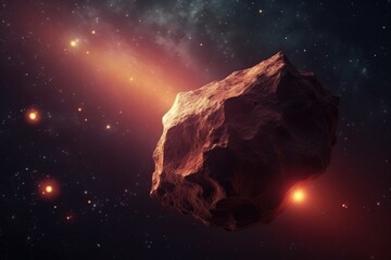 Poster - solitary rock in the midst of a star-filled universe. Generative AI