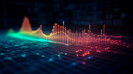 Wall Mural - Colorful digital graph chart in stock trade market. Generative AI