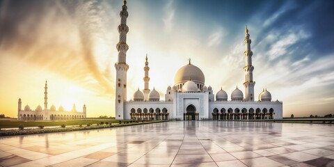 Wall Mural - mosque at sunset