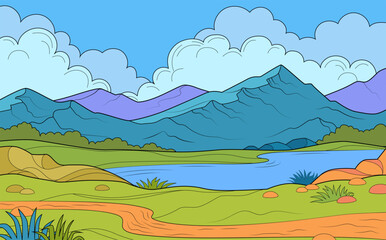 Wall Mural - Colorful mountain landscape vector illustration