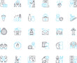 © Nina - Geriatric care linear icons set. Aging, Elderly, Dementia, Alzheimer's, Palliative, Hospice, End-of-life line vector and concept signs. Independence, Mobility, Falls outline Generative AI