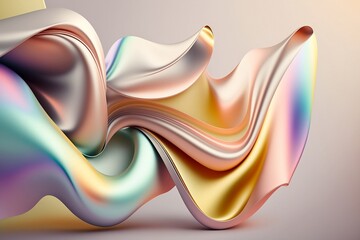 Pastel smooth holographic silky shape. Generative AI