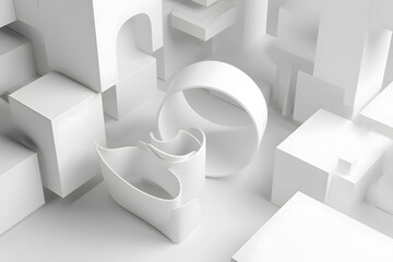 Canvas Print - white abstract architecture background. neural network ai generated art