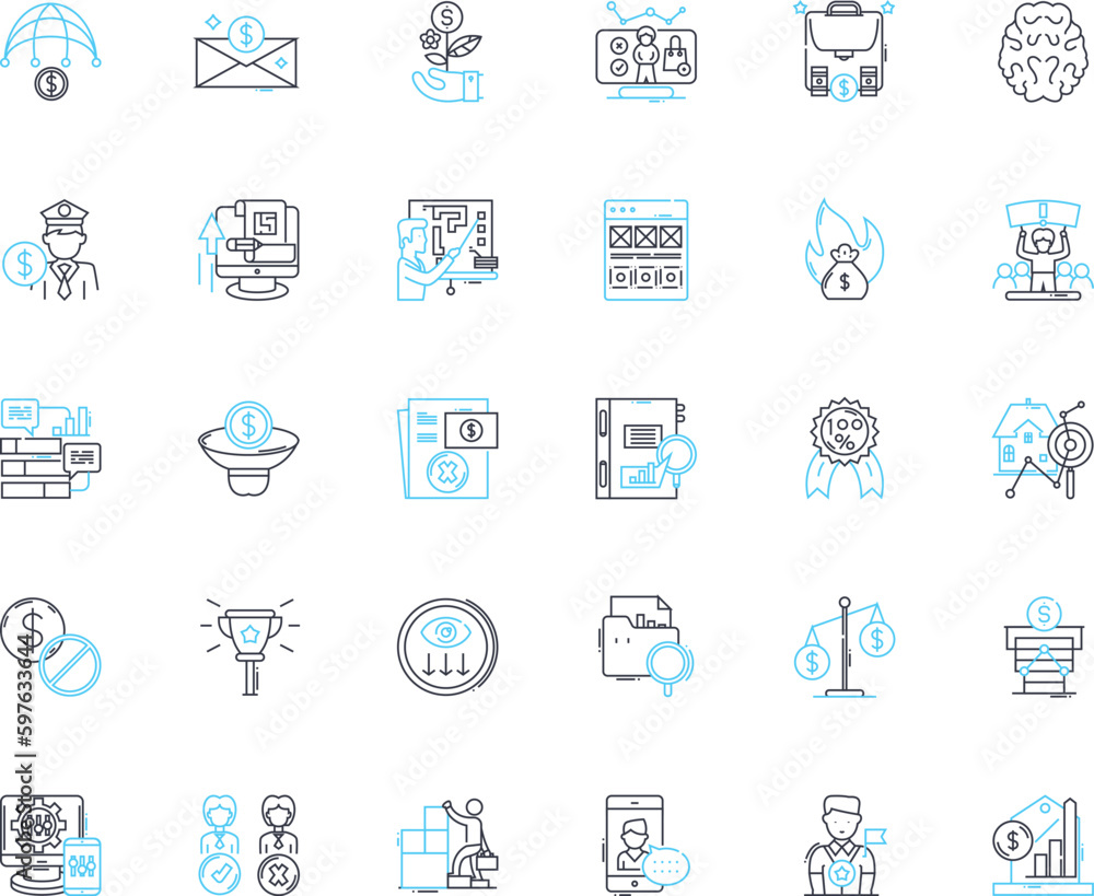Vector de Stock Corporate planning linear icons set. Strategy ...