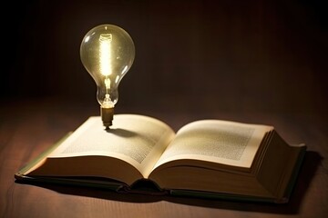 Light Bulb Idea Open Book Academic Background Generative AI