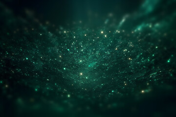 Wall Mural - Green emerald background with shining elements. Neural network AI generated art