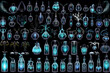 Set of magical potion bottles. Neural network AI generated