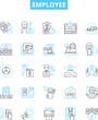 Employee vector line icons set. Worker, Staff, Personnel, Colleague, Associate, Hire, Wage illustration outline concept symbols and signs