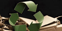 Recycling Symbol Made Of Cardboard, Environmental Concept, IA Generativa