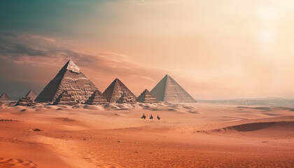 Wall Mural - Majestic pyramid shape awe inspiring ancient civilization monument generated by AI