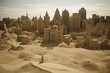 Sand city in the desert. Generative AI.