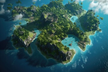 Wall Mural - waterfall in the mountains island. generative ai.