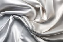 The Luxurious Silver Silk Cloth Gracefully Swaying In The Gentle Breeze, Emanating A Heavenly Glow. Generative AI.