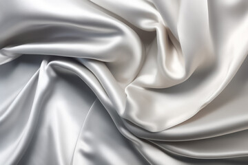The luxurious silver silk cloth gracefully swaying in the gentle breeze, emanating a heavenly glow. generative AI.