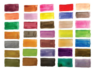 Wall Mural - rectangular hand painted watercolor texture set in many colors