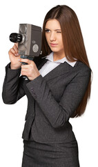 Wall Mural - young female videographer