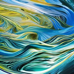  An abstract representation of an underwater landscape with swirling shapes and muted blues and greens4, Generative AI