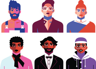 Wall Mural - people set. Set of men avatars with different hairstyles. Vector illustration in flat style