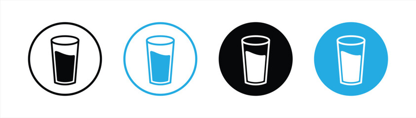 Wall Mural - water glass icon set. line and flat icon symbol sign collections, vector illustration