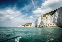 White Cliffs Of Dover In English Channel, England, Stunning Scenic Landscape Wallpaper, Generative AI