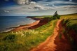 Prince Edward Island Canada, Coastal View, Stunning Scenic Landscape Wallpaper, Generative AI