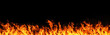 © Celt Studio - Fire flames on black background. Fire fiery background, red flames, sparks and waving white smoke on black background. Flaming effect with burning fire. Generative AI