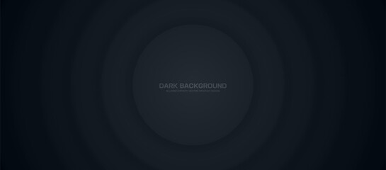 Wall Mural - concentric circles 3d vector technology minimalistic dark grey abstract background. blurred pulsing 