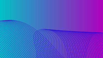 Wall Mural - cyan blue purple tech wavy lines gradient background vector illustration