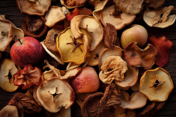 Wall Mural - Dried apple chips. AI Generated