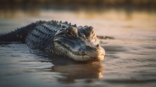 Portrait Of A Crocodile Vacationing