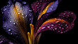 Beautiful purple flower with raindrops created with generative AI technology