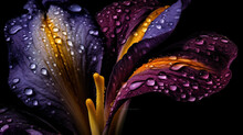 Beautiful Purple Flower With Raindrops Created With Generative AI Technology