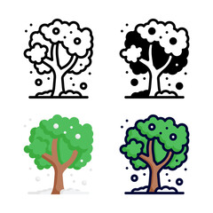 Snowy tree icon set collection