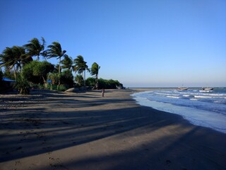 sandy shoreline of satin martin beach, cox's bazar. st. martin's island, locally known as narkel jin