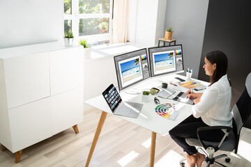 Wall Mural - Graphic Designer Artist Working