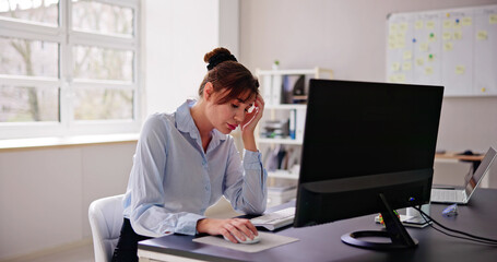 Stressed Sick Employee Woman