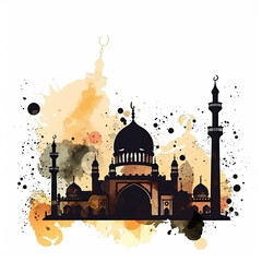 Wall Mural - Illustration of Mosque, Ramadan, Eid al-Fitr, Eid Al-Adha