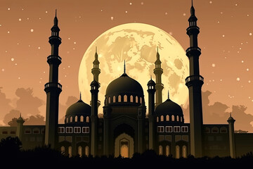 Wall Mural - Illustration of Mosque, Ramadan, Eid al-Fitr, Eid Al-Adha