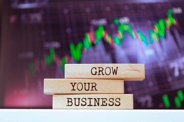 Canvas Print - Wooden blocks with words 'GROW YOUR BUSINESS'. Business concept