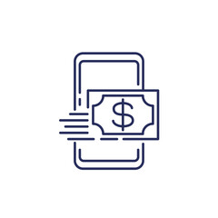 Sticker - fast money transfer line icon on white