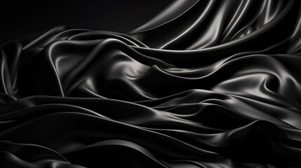 Abstract, Texture, Background, Pattern. Texture of Luxury Black Silk Waves Background. Generative Ai