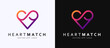 Dating app logo design with colorful heart and infinity symbol.  Trendy flat style love concept for brand name,business. Heart match Branding concept on white and black background. Vector illustration
